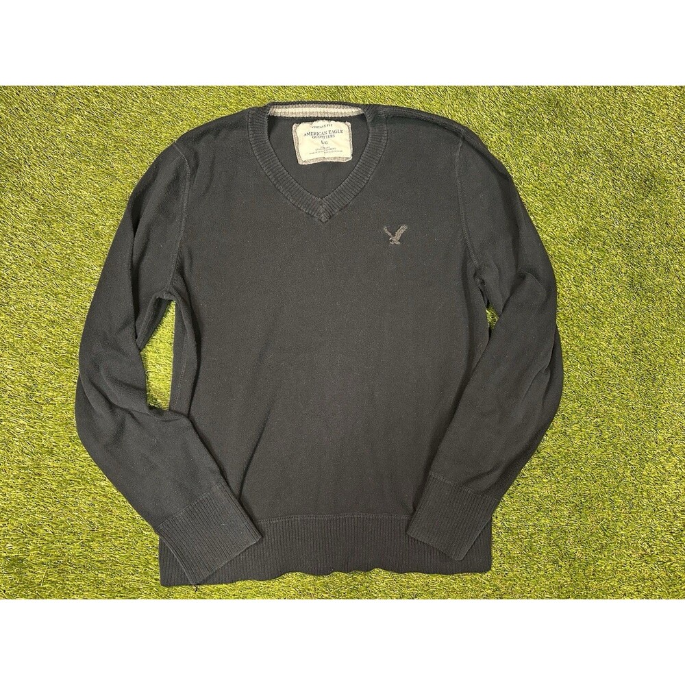 American Eagle Navy Blue V-Neck Pullover Sweater Size Large